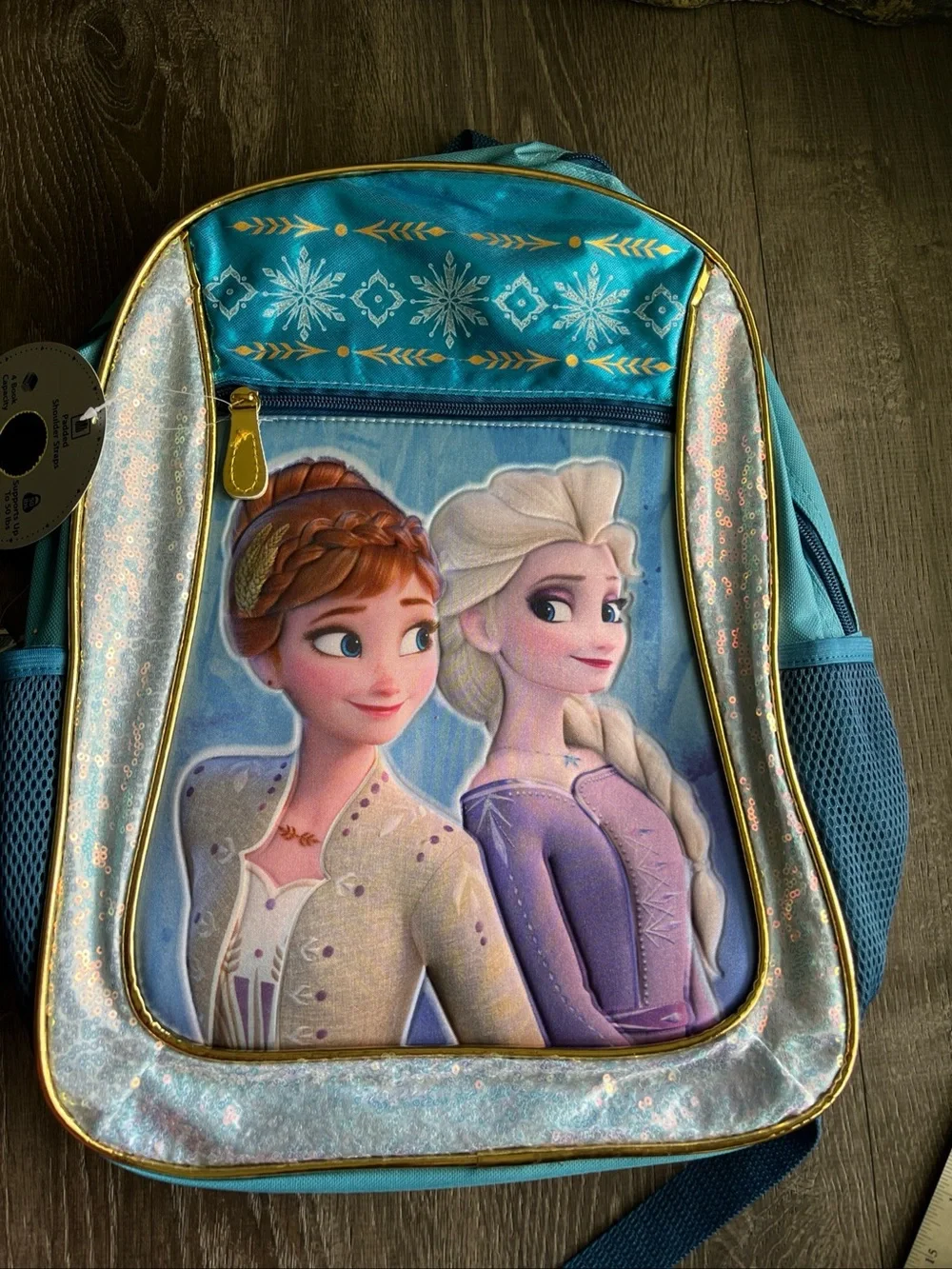 Disney Frozen Anna & Elsa Teal Kids Backpack 4 Book capacity supports to 50lbs